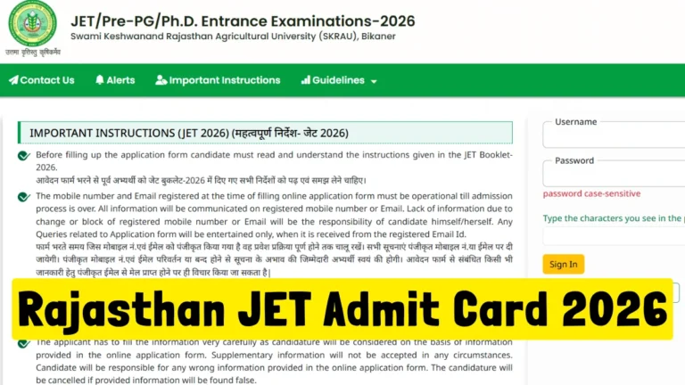Rajasthan JET Admit Card 2026 Out, Download JET/Pre-PG/Ph.D. Entrance Examinations-2026 Hall Ticket at jetskrau2026.com 32 Rajasthan JET Admit Card 2026