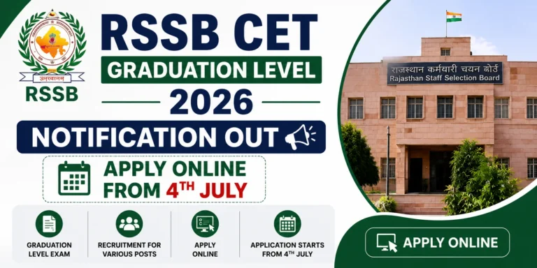Rajasthan RSSB CET Graduation Level 2026 Notification Out, Apply Online from 4th July 19 Rajasthan RSSB CET Graduation Level 2026 Notification Out, Apply Online from 4th July