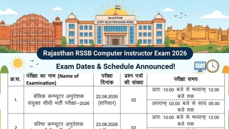 Rajasthan RSSB Computer Instructor Exam Date 2026 Out, Exam Schedule 22 Rajasthan RSSB Computer Instructor Exam Date 2026 Out, Exam Schedule