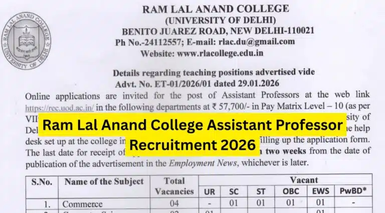 Ram Lal Anand College Assistant Professor Recruitment 2026 Notification Out, Apply Online 3 Ram Lal Anand College Assistant Professor Recruitment 2026