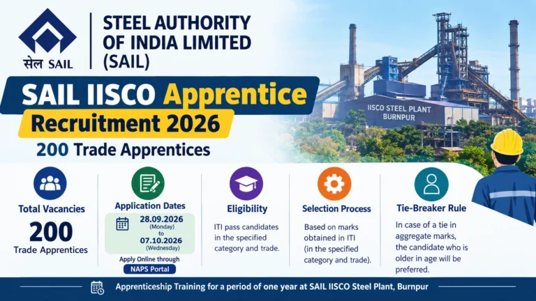 SAIL IISCO Apprentice Recruitment 2026 Notification Out, Apply Online For 200 Vacancies 8 SAIL IISCO Apprentice Recruitment 2026 Notification Out, Apply Online For 200 Vacancies