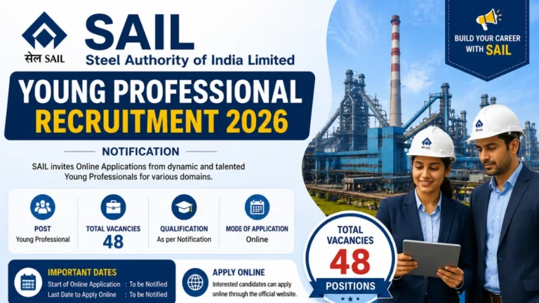 SAIL Young Professional Recruitment 2026 Notification and Online Form for 48 Vacancies 24 SAIL Young Professional Recruitment 2026 Notification and Online Form for 48 Vacancies