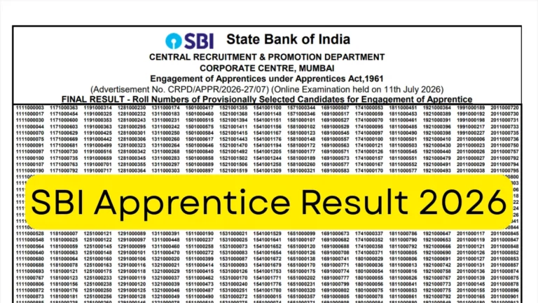 SBI Apprentice Result 2026 Out, Download Final Result PDF, Check Provisionally Selected Candidates 31 SBI Apprentice Result 2026