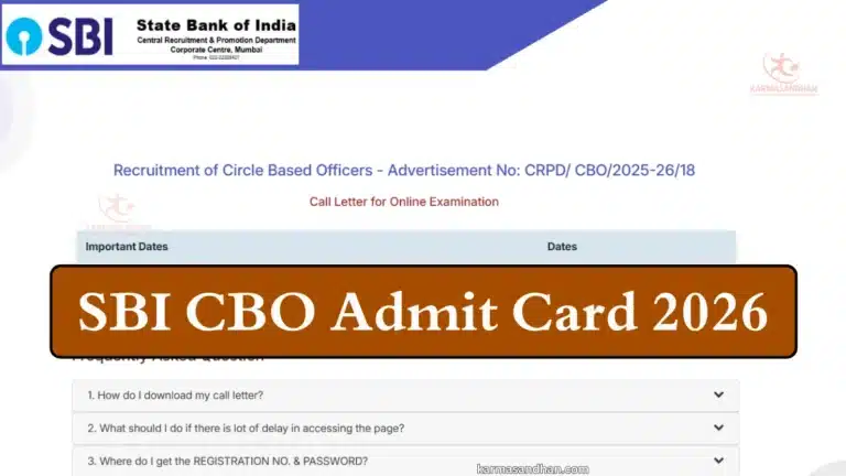 SBI CBO Admit Card 2026 OUT, Direct Circle Based Officer Hall Ticket Download Link Active 9 SBI CBO Admit Card 2026