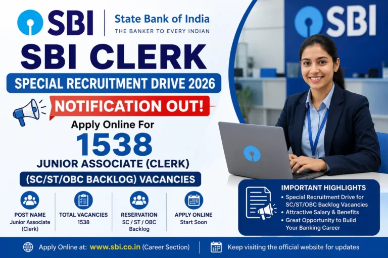 SBI Clerk Special Recruitment Drive 2026 Exam Date Out for 1538 Junior Associate (SC/ST/OBC Backlog) Vacancies 7 SBI Clerk Special Recruitment Drive 2026