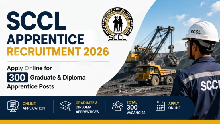SCCL Apprentice Recruitment 2026, Apply Online for 300 Graduate & Diploma Apprentice Posts 30 SCCL Apprentice Recruitment 2026, Apply Online for 300 Graduate & Diploma Apprentice Posts