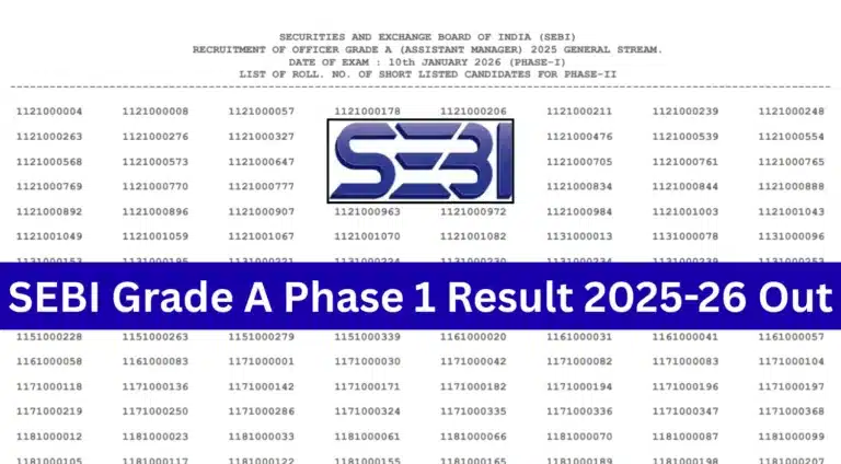SEBI Grade A Phase 1 Result 2025-26 Out, Prelims Merit List PDF, Score Card Link Active 34 SEBI Grade A Phase 1 Result 2025-26