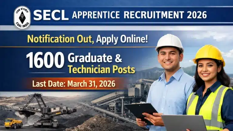 SECL Apprentice Recruitment 2026 Notification Out, Apply Online for 1600 Graduate & Technician Posts; Last Date March 31 11 SECL Apprentice Recruitment 2026 Notification Out, Apply Online for 1600 Graduate & Technician Posts; Last Date March 31
