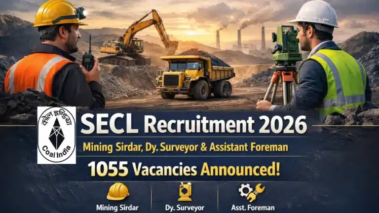 SECL Recruitment 2026 for 1055 Mining Sirdar, Dy Surveyor & Assistant Foreman Vacancies, Apply Online 23 SECL Recruitment 2026 for 1055 Mining Sirdar, Dy Surveyor & Assistant Foreman Vacancies, Apply Online