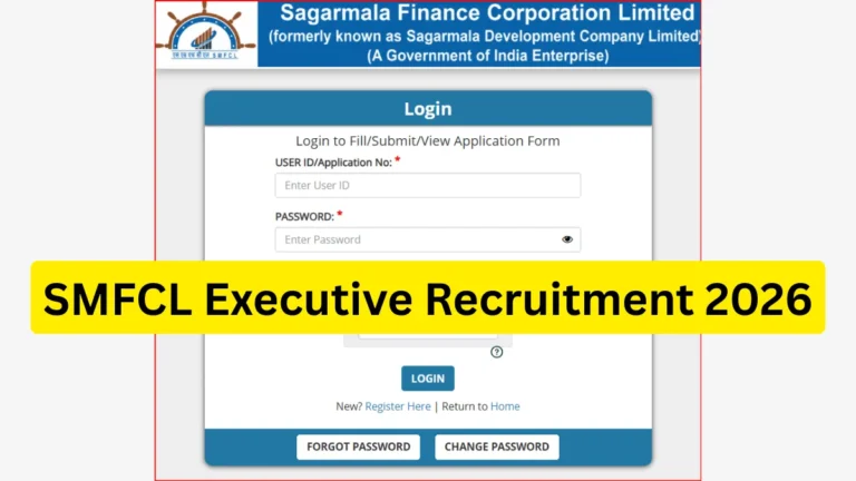 SMFCL Executive Recruitment 2026, Apply Online for Sagarmala Finance Corporation Limited Vacancies 25 SMFCL Executive Recruitment 2026