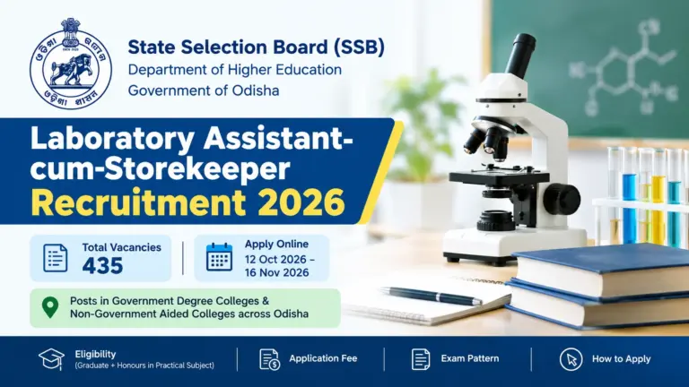 SSB Odisha Lab Assistant Recruitment 2026, Apply Online for 435 Vacancies from 12 October 27 SSB Odisha Lab Assistant Recruitment 2026, Apply Online for 435 Vacancies from 12 October