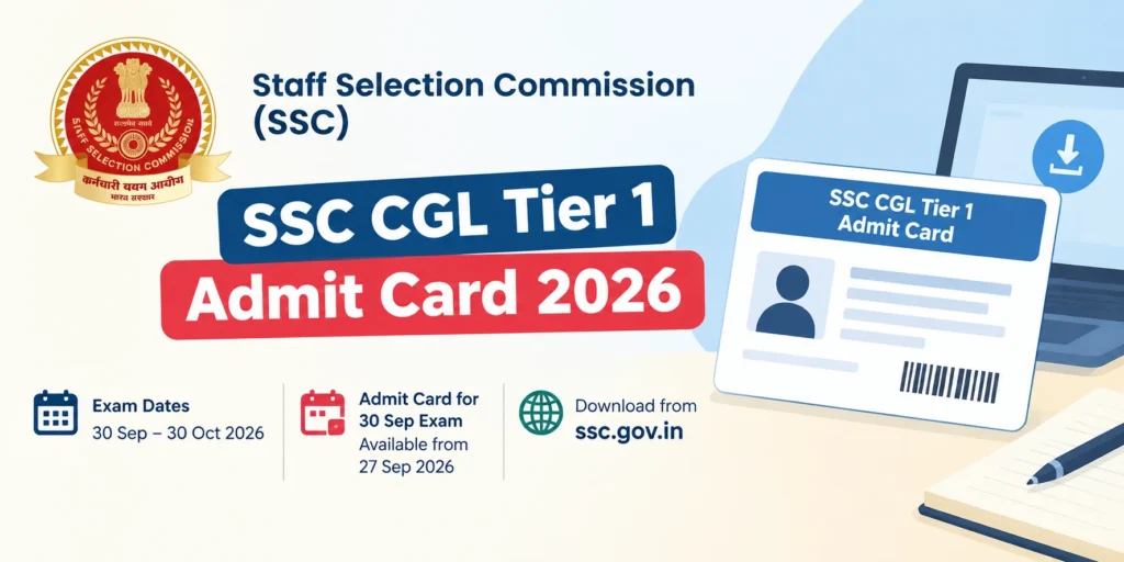 SSC CGL Tier 1 Admit Card 2026 Out at ssc.gov.in, Direct Combined Graduate Level Login & Download Link 1 SSC CGL Tier 1 Admit Card