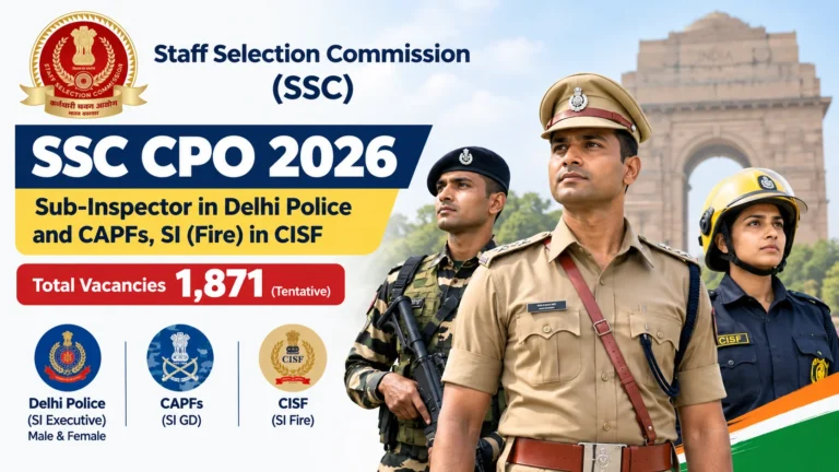 SSC CPO Exam Date 2026 Out: Paper-I from November 20 to 28, 1871 SI Posts 35 SSC CPO 2026 Notification Out (1871 Posts), Apply Online Begins for Sub-Inspector in Delhi Police & CAPF