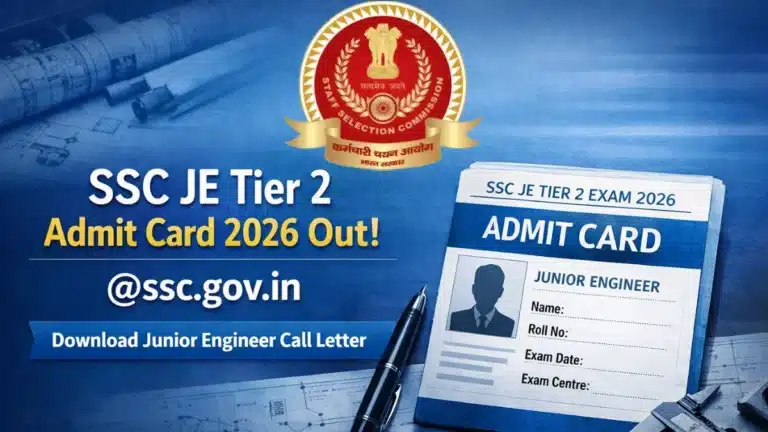 SSC JE Tier 2 Admit Card 2026 Out @ssc.gov.in, Download Junior Engineer Call Letter 18 SSC JE Tier 2 Admit Card 2026 Out @ssc.gov.in, Download Junior Engineer Call Letter