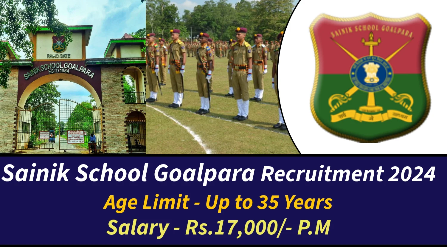Sainik School Goalpara Coach, Drama, Music, Dance and Others Teacher Recruitment 2024 Notification Out