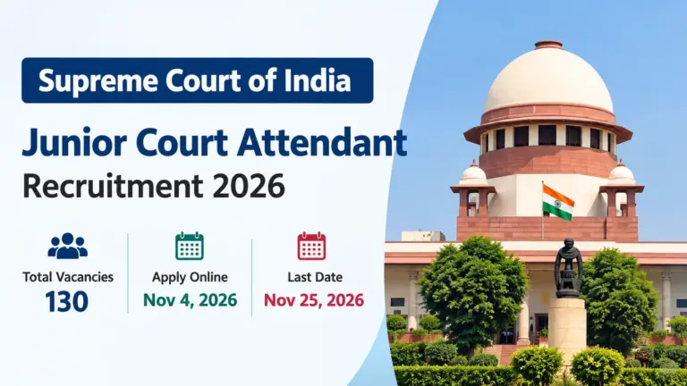 Supreme Court Junior Court Attendant Recruitment 2026 Out, 130 Vacancies, Apply Online, Dates 6 Supreme Court Junior Court Attendant Recruitment 2026