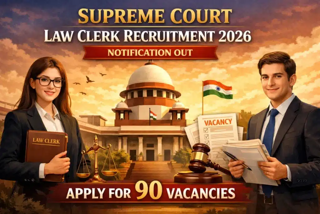 Supreme Court Law Clerk Recruitment 2026 Notification Out, Apply Starts for 90 Vacancies 1 Supreme Court Law Clerk Recruitment 2026 Notification Out, Apply for 90 Vacancies