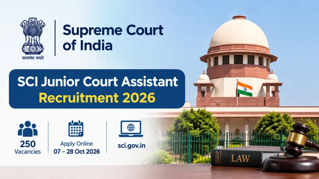 Supreme Court of India Junior Court Assistant Recruitment 2026 Notification Out for 250 Vacancies 1 Supreme Court of India Junior Court Assistant Recruitment 2026 Notification Out for 250 Vacancies