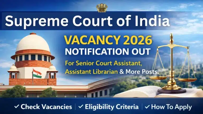 Supreme Court of India Vacancy 2026 Apply Online begins For Senior Court Assistant, Assistant Librarian & More Posts 4 Supreme Court of India Vacancy 2026 Notification Out For Senior Court Assistant, Assistant Librarian & More Posts