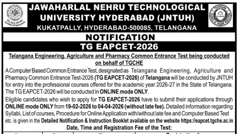 TG EAPCET Registration 2026 Begins for Engineering, Agriculture & Pharmacy Courses @eapcet.tgche.ac.in 24 TG EAPCET Registration 2026 Begins