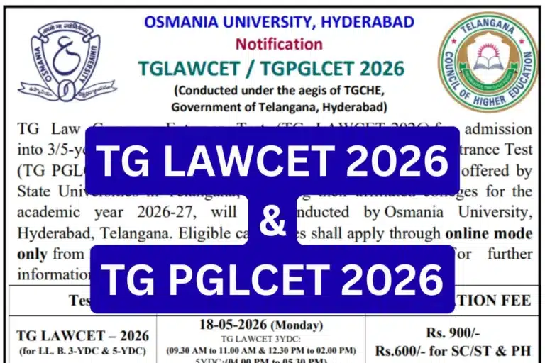 TG LAWCET 2026 Registration Begins: Osmania University Releases Detailed Notification for Law Entrance Exam 31 TG LAWCET 2026 and TG PGLCET 2026