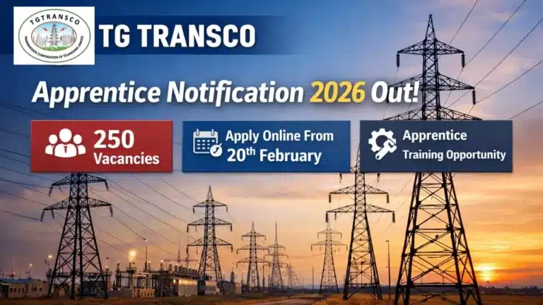 TG TRANSCO Apprentice Notification 2026 Out, 250 Vacancies, Apply Online from 20th February 17 TG TRANSCO Apprentice Notification 2026