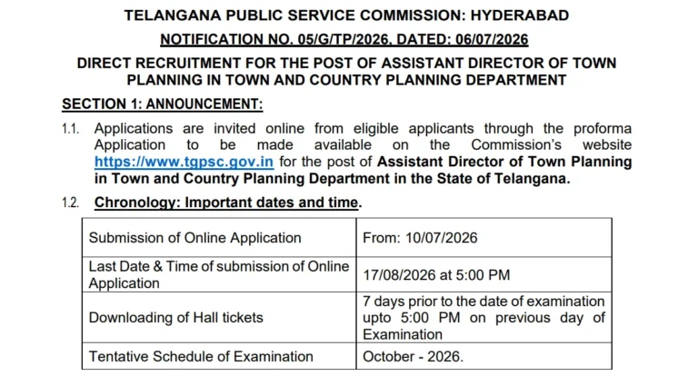 TGPSC Assistant Director of Town Planning Recruitment 2026 Notification Out, Check Eligibility Details 39 TGPSC Assistant Director of Town Planning Recruitment 2026