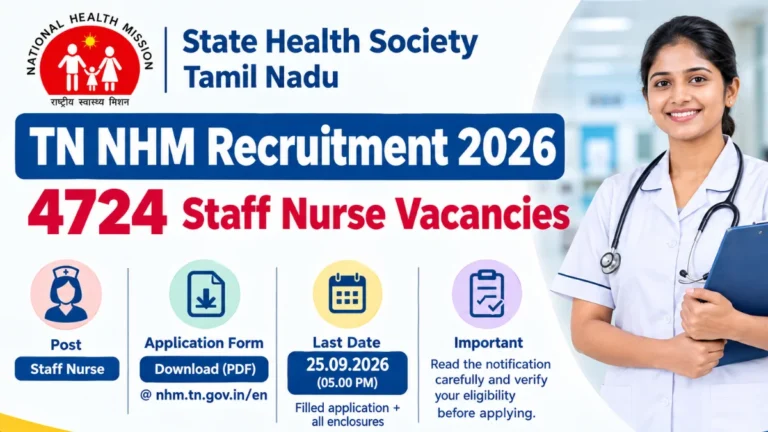 TN NHM Staff Nurse Recruitment 2026 Notification Out (4,724 Posts), Apply Before 25th September 16 TN NHM Staff Nurse Recruitment 2026 Notification Out (4,724 Posts), Apply Before 25th September