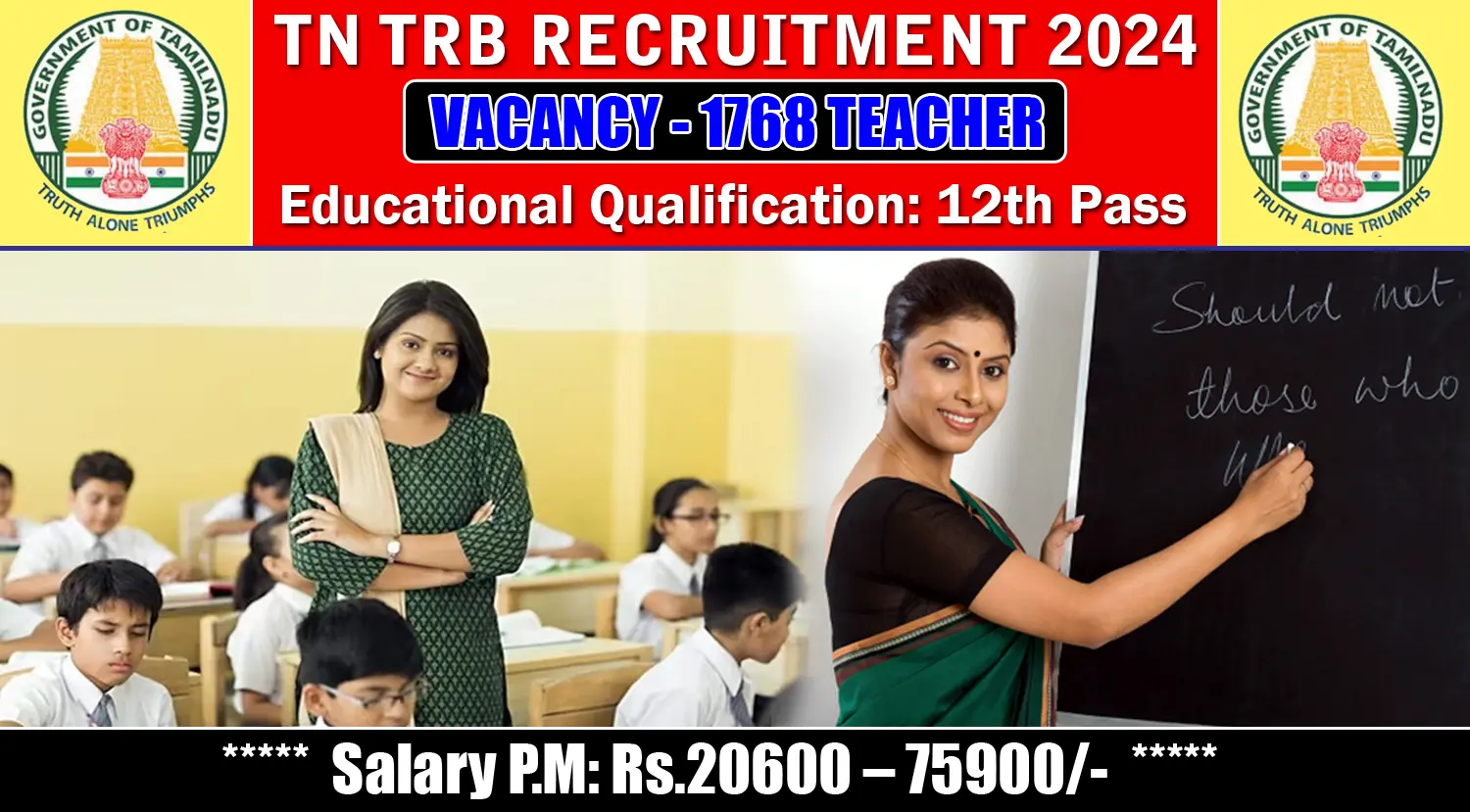TN TRB Secondary Teacher Recruitment 2024 Notification Out for 1768 Vacancies