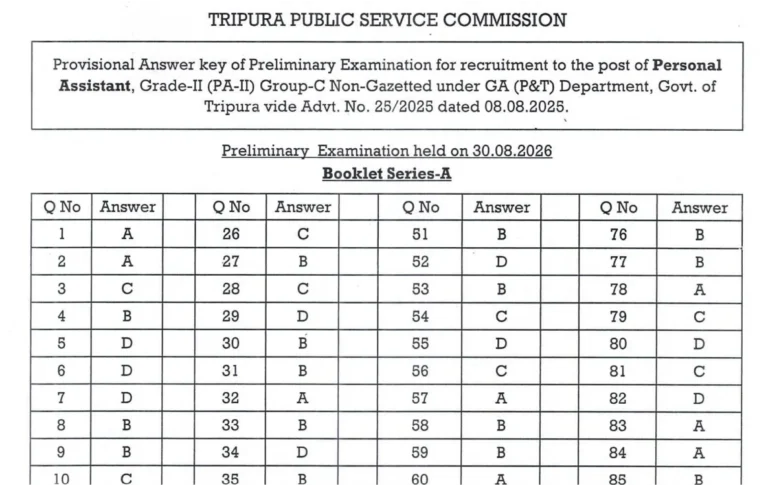 TPSC Personal Assistant Answer Key 2026 Out, Download PA Provisional PDF @tpsc.tripura.gov.in 13 TPSC Personal Assistant Answer Key 2026 Out, Download Provisional PDF @tpsc.tripura.gov.in
