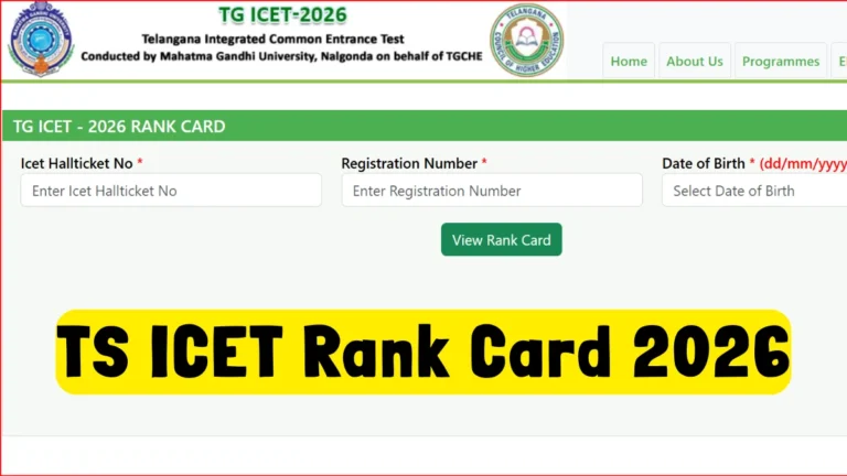TS ICET Rank Card 2026 Link Active, TG ICET Result OUT at tgicet.tsche.ac.in, Check Now 20 TS ICET Rank Card 2026