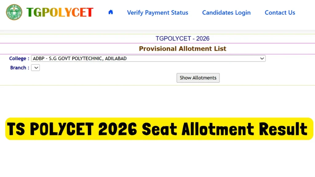 TS POLYCET Seat Allotment Result 2026 Link Out, Check First Phase Allotment Order 1 TS POLYCET 2026 Seat Allotment Result