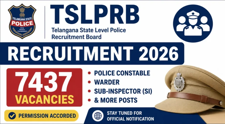 Telangana TSLPRB Recruitment 2026 For 7437 Police Constable, Warder, SI & more Vacancies, Notification Soon at tgprb.in 7 TSLPRB Recruitment 2026 For 7437 Police Constable, Warder, SI & more Vacancies