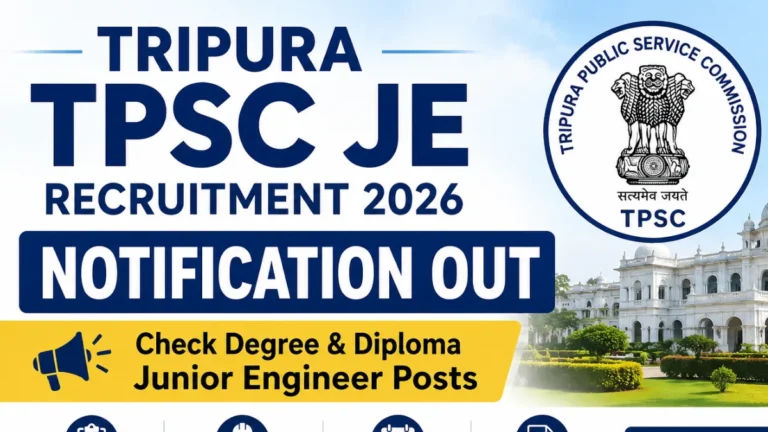 Tripura TPSC JE Recruitment 2026 Notification Out, Check Degree & Diploma Junior Engineer Posts 4 Tripura TPSC JE Recruitment 2026