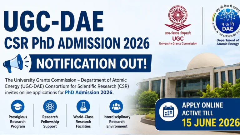 UGC-DAE CSR PhD Admission 2026 Notification OUT, Apply Online Active Till 15 June 35 UGC-DAE CSR PhD Admission 2026 Notification OUT, Apply Online Active Till 15 June
