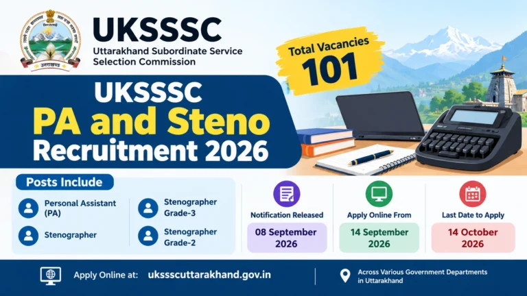 UKSSC PA and Steno Recruitment 2026 Notification Out for 101 Vacancies – Apply Online 33 UKSSC PA and Steno Recruitment 2026 Notification Out for 101 Vacancies – Apply Online