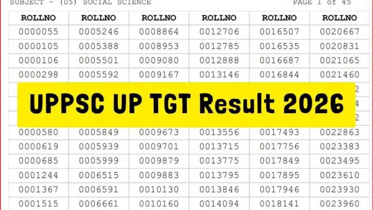 UPPSC UP TGT Social Science Result 2026 Out, Check Social Science Qualified Candidates List For Mains Exam 20 UPPSC UP TGT Result 2026