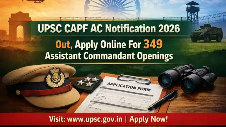 UPSC CAPF AC Notification 2026 Out, Apply Online For 349 Assistant Commandant Openings 19 UPSC CAPF AC Notification 2026 Out, Apply Online For 349 Assistant Commandant Openings