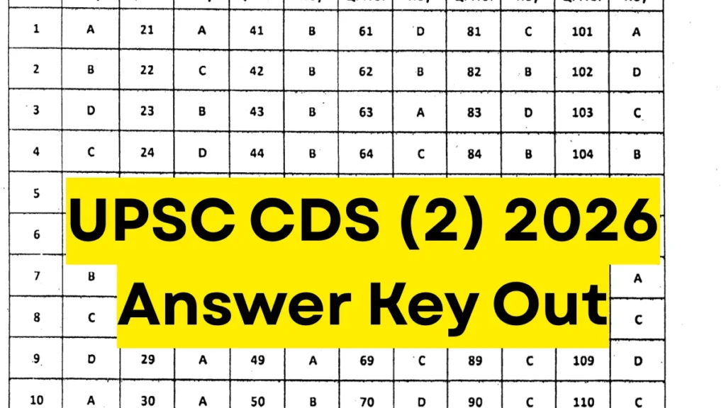 UPSC CDS 2 Answer Key 2026 Out: Download Provisional Key PDF for English, GK & Maths 1 UPSC CDS 2 Answer Key 2026 Out: Download Provisional Key PDF for English, GK & Maths