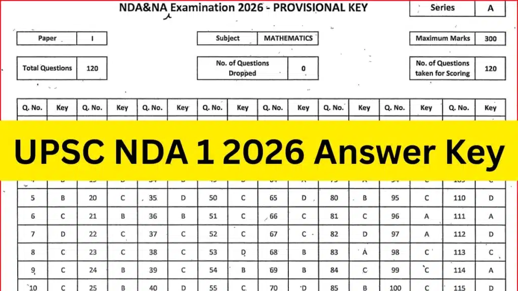 UPSC NDA 1 2026 Answer Key Out, Download Set Wise Answer Key PDF 1 UPSC NDA 1 2026 Answer Key