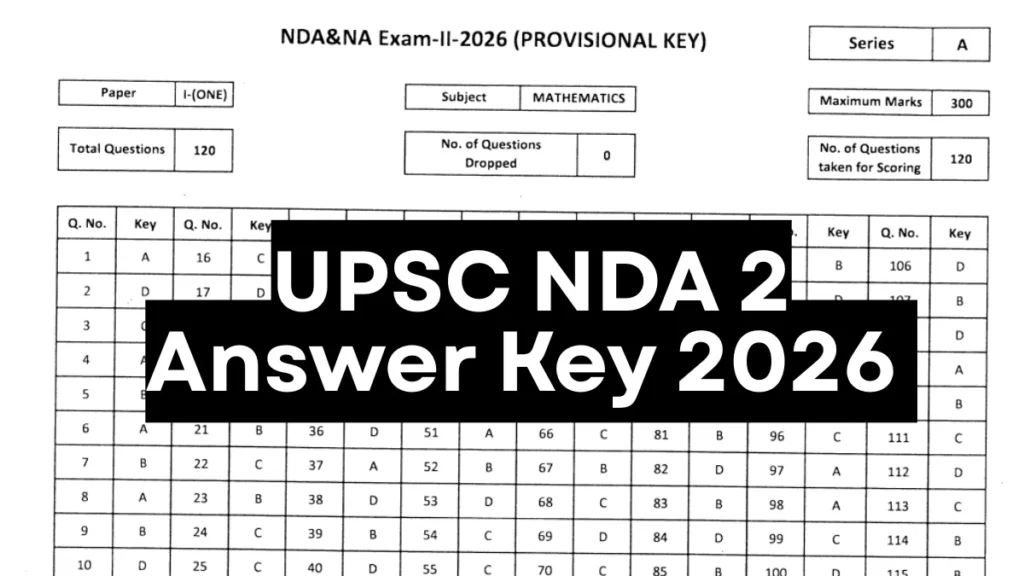 UPSC NDA 2 Answer Key 2026 Out: Download Maths & GAT Provisional Key PDF @upsc.gov.in 1 UPSC NDA 2 Answer Key 2026 Out: Download Maths & GAT Provisional Key PDF @upsc.gov.in