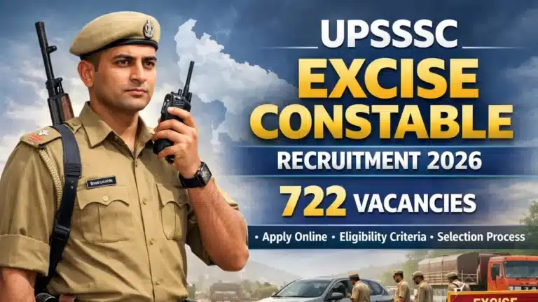 UPSSSC Excise Constable Recruitment 2026 for 722 Posts, Apply Online Begins for आबकारी सिपाही Vacancies 20 UPSSSC Excise Constable Recruitment 2026