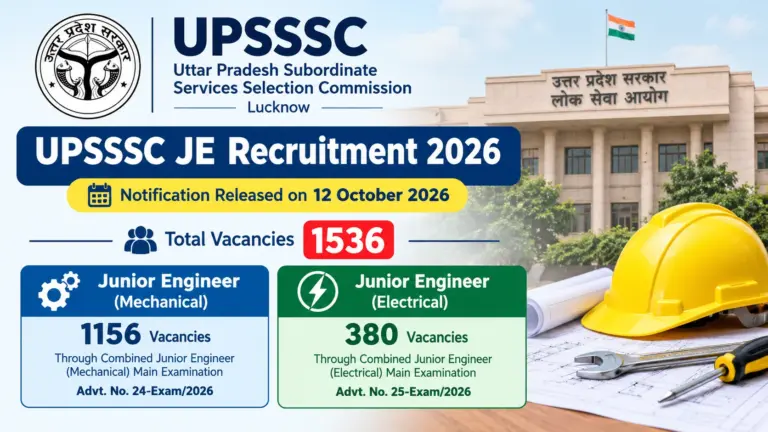 UPSSSC JE Recruitment 2026 Notification OUT for 1536 Vacancies for Mechanical & Electrical Posts: Apply Online 35 UPSSSC JE Recruitment 2026