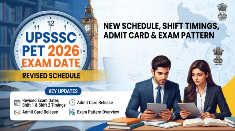 UPSSSC PET Exam Date 2026 (Revised): New Schedule, Shift Timings, Admit Card & Exam Pattern 3 UPSSSC PET Exam Date 2026 (Revised) New Schedule, Shift Timings, Admit Card & Exam Pattern