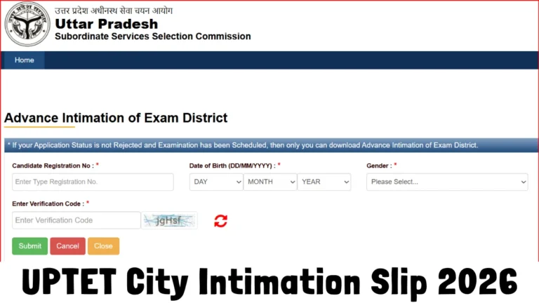 UPTET City Intimation Slip 2026 Out, Check Uttar Pradesh TET Exam City & Download Link 21 UPTET City Intimation Slip 2026 Out, Check Exam City & Download Link