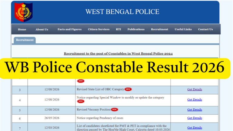 WB Police Constable Result 2026 OUT, Selected and Not Selected Candidates Merit List Released, Check Direct Link 19 WB Police Constable Result 2026 OUT, Male & Female Merit List Released, Check Direct Link