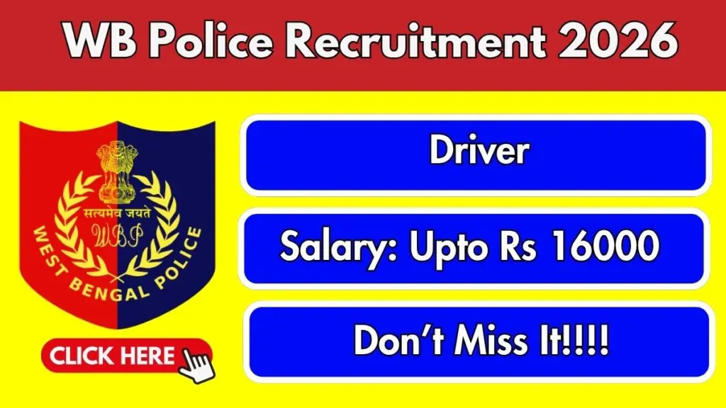 WB Police Driver Recruitment 2026: 21 Contractual Driver Posts for Class 8 Pass, ₹16,000 Salary 1 WB Police Driver Recruitment 2026