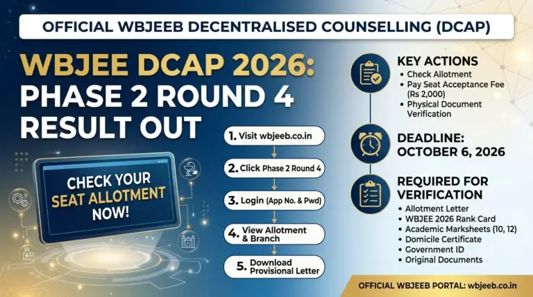 WBJEE DCAP 2026: Phase 2 Round 4 Result Out & Checking Process 10 WBJEE DCAP 2026 Phase 2 Round 4 Result Out & Checking Process
