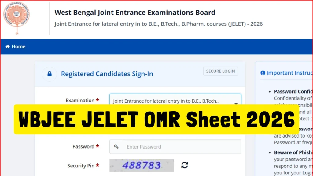 WBJEE JELET OMR Sheet 2026 Released, Find How to Check and Challenge Your Responses 1 WBJEE JELET OMR Sheet 2026
