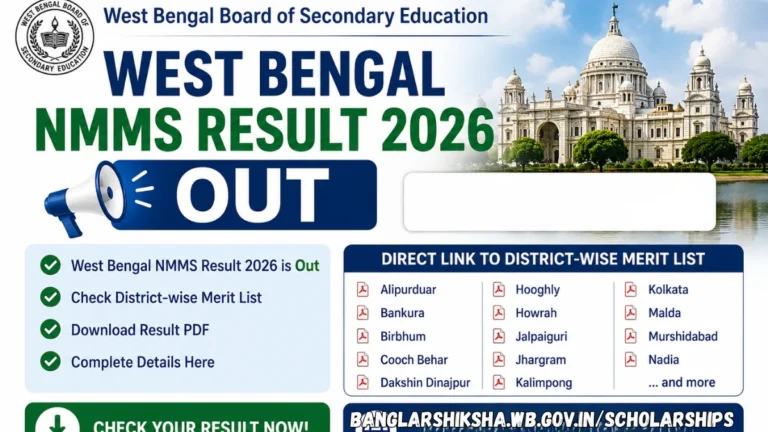 West Bengal NMMS Result 2026 OUT @ banglarshiksha.wb.gov.in/scholarships; direct link to district-wise merit list, result here 15 West Bengal NMMS Result 2026
